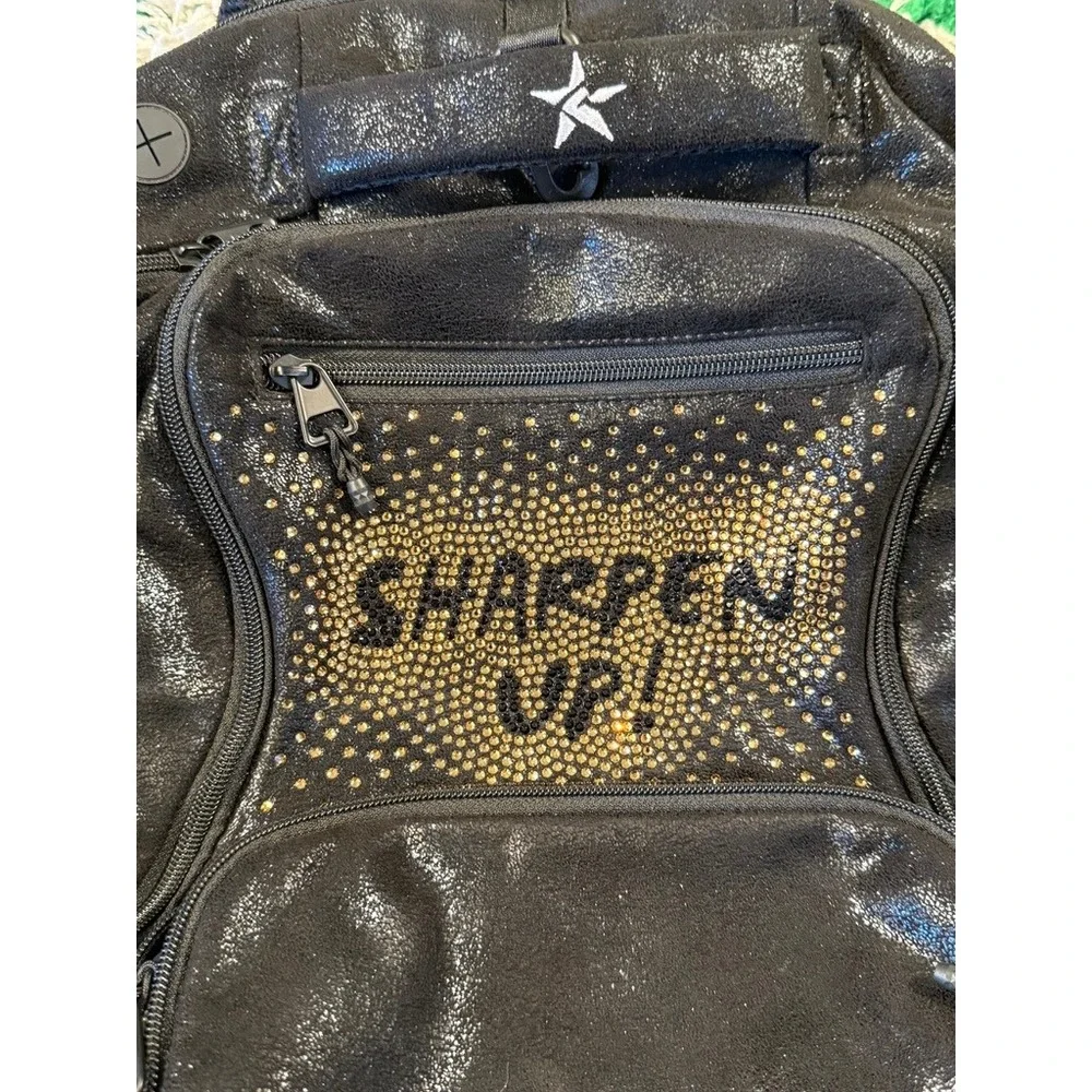Rebel Athletic Backpack Girls OS Black Excellent Sharpen Up Rhinestone Cheer Bag